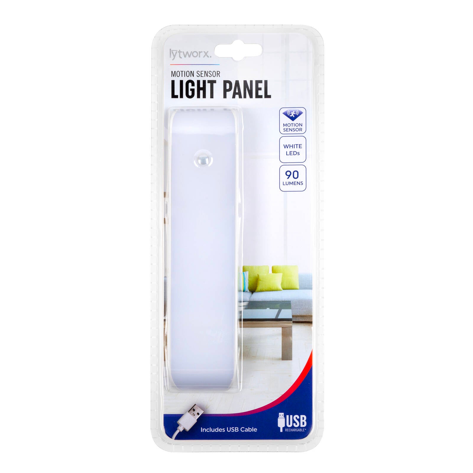 Lytworx Motion Sensor LED Light Panel, White, USB Rechargeable