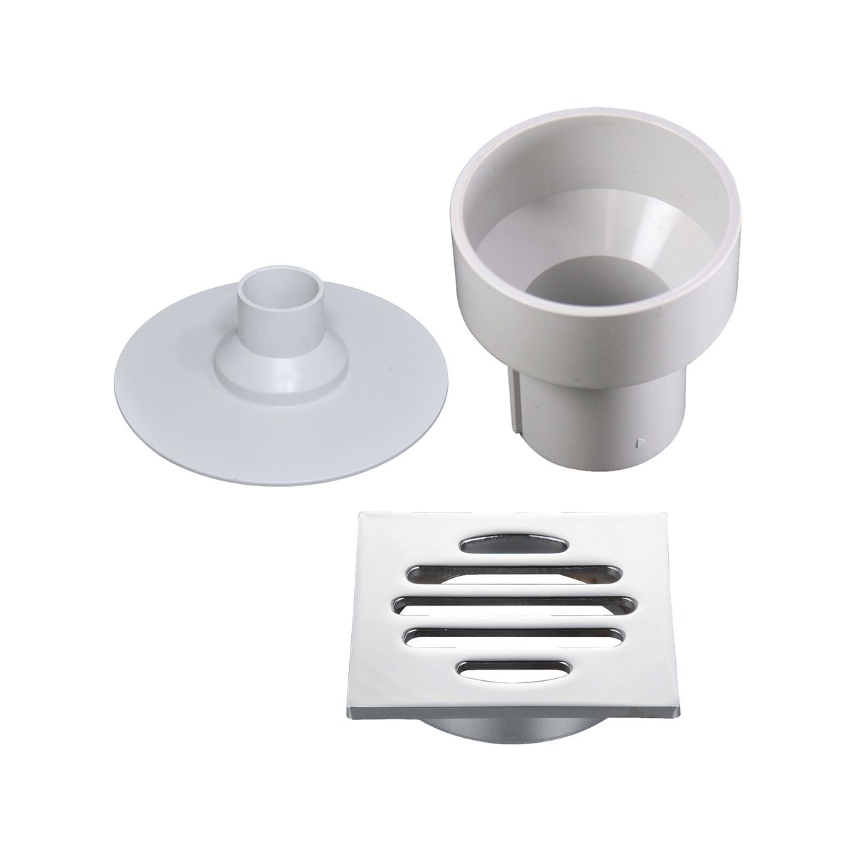Kinetic 50mm PVC Brass Puddle Flange Kit Square Grate