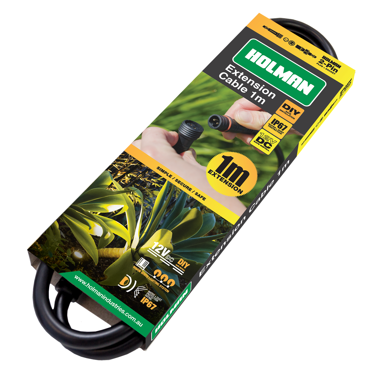Holman 1m Black Warm White Garden Light Extension Cable ALCW1