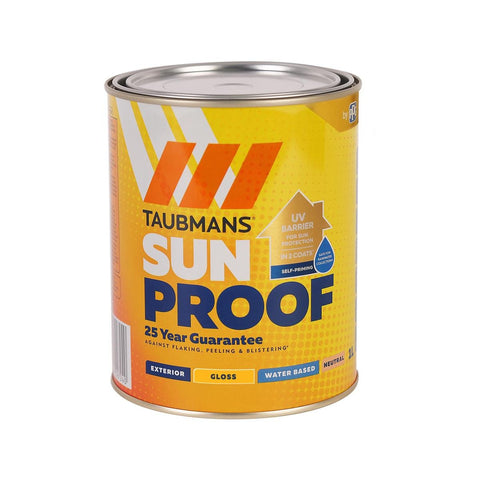 Taubmans 1L Neutral Gloss Sunproof Exterior Paint - Water-Based - UV Protection - SuperSaverAU - view 1