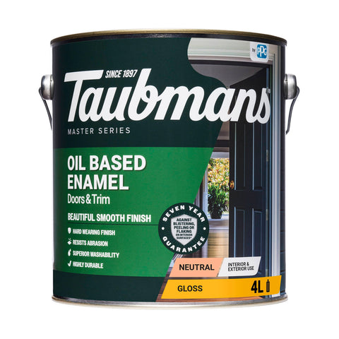 Taubmans 4L White Neutral Gloss Oil Based Enamel Paint