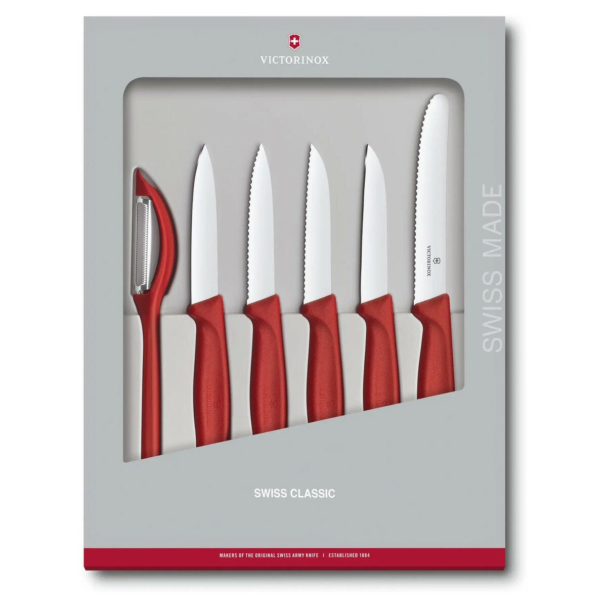 Victorinox Swiss Classic Paring Knife Set - 6 Pieces in Red - Stainless Steel Blades - 6.7111.6G