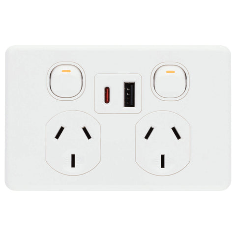 DETA X6 Double Power Point with USB-A & USB-C PD30W Rapid Charging Indoor