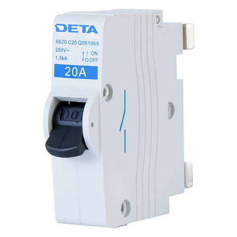 DETA 20A Plug-In Circuit Breaker MCB Glass Filled Nylon 240V 6620B