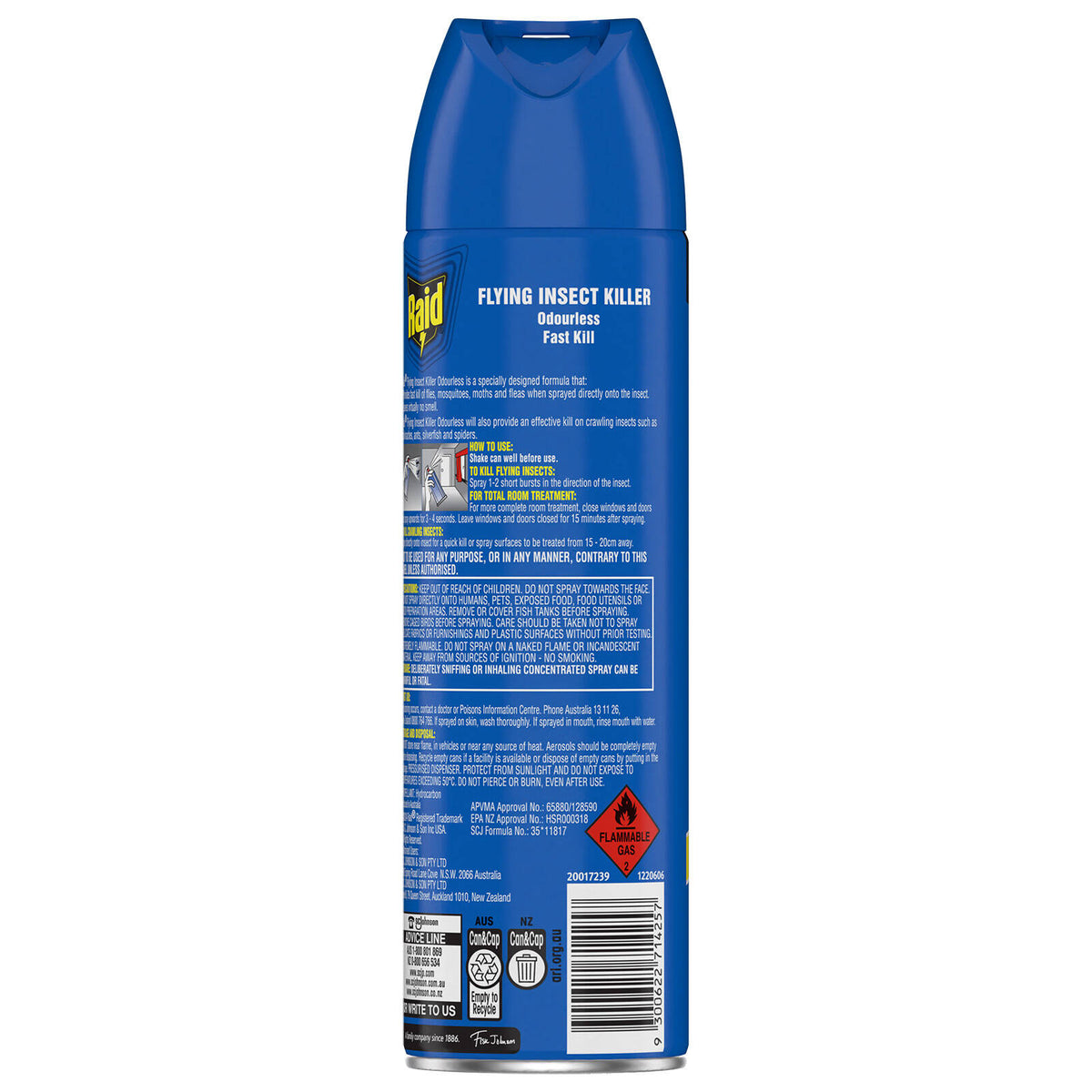 Raid 400g Pest Flying Insect Killer Odourless Aerosol Indoor Outdoor
