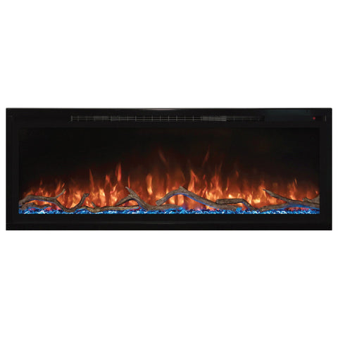 Modern Flames Spectrum 50 Inch Slimline Electric Fireplace - Black, Hybrid-FX Flames, Log Set - SPS-50BAUS