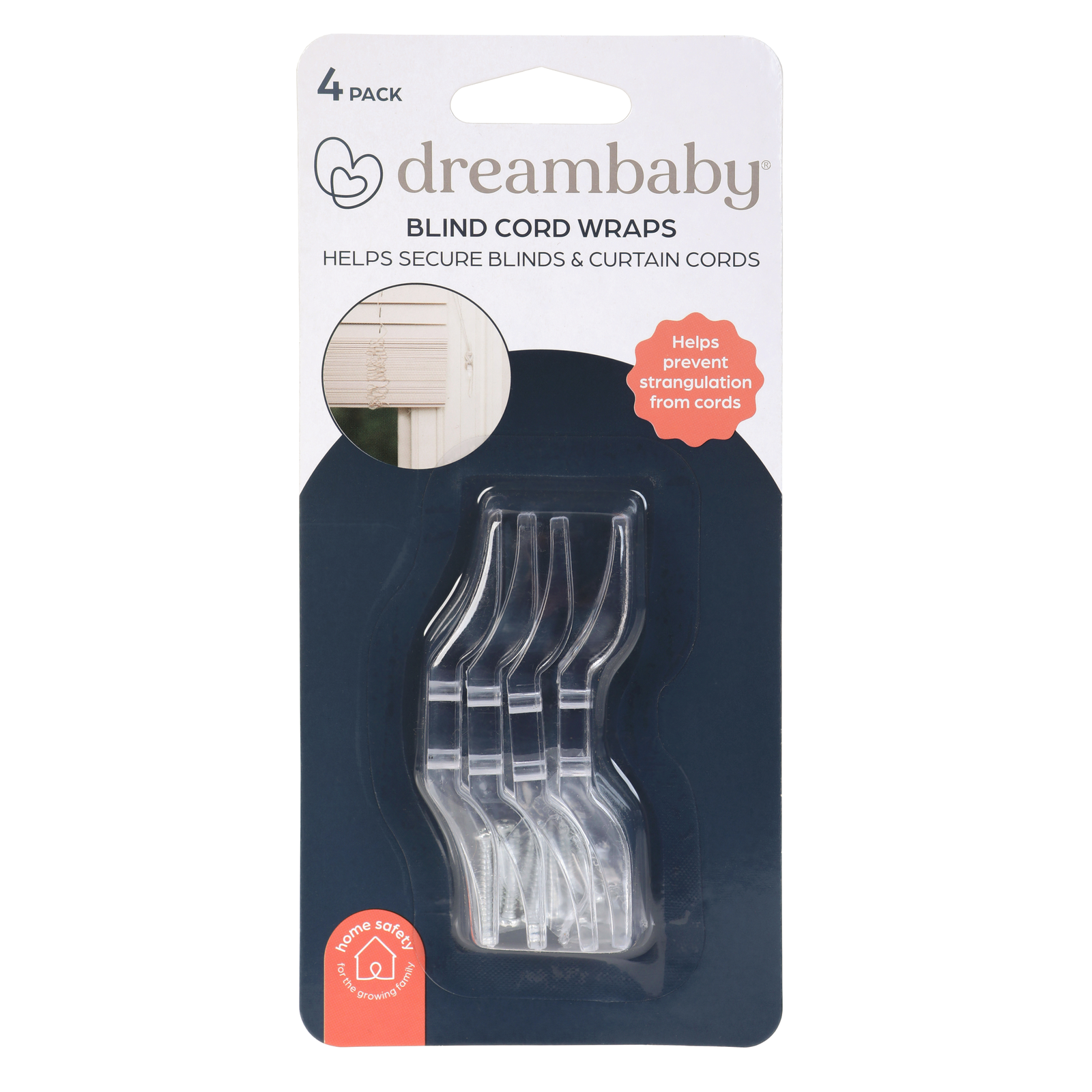 Dreambaby Blind Cord Safety Wraps 4 Pack Transparent Cord Tidy