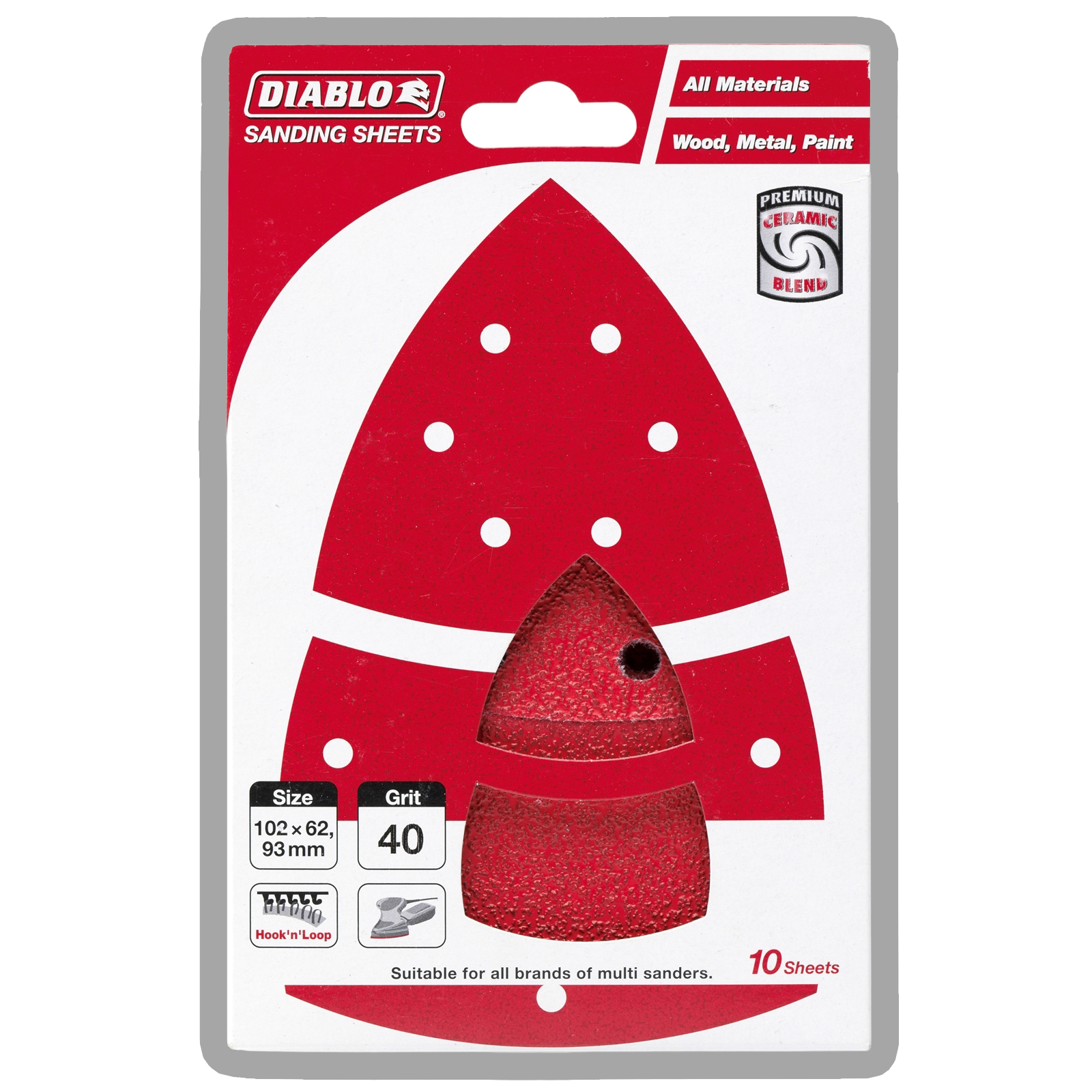Diablo 102 x 62mm 40 Grit All Surface Multi Sander Sheets - 10 Pack