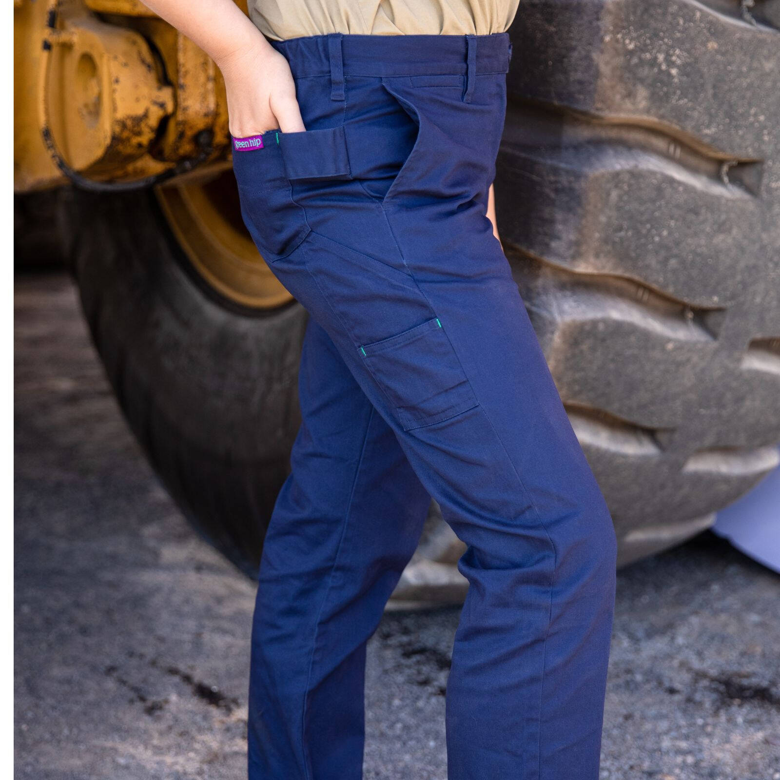 Green Hip Give Cargo Pants Blue Size 22 Women's Cotton Spandex Drill Twill