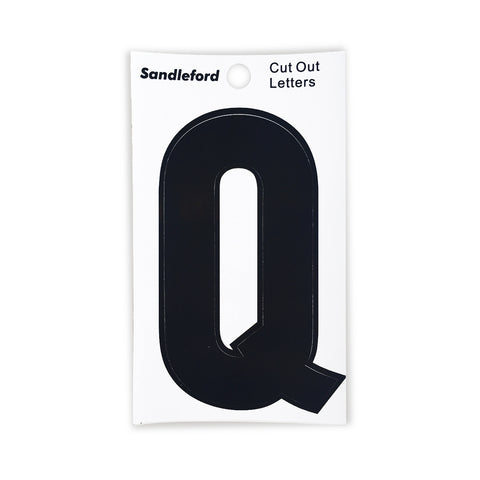 Sandleford 85mm Black Cut Out Self Adhesive House Letter Q, Weather Resistant Polycarbonate