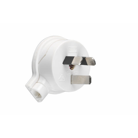 HPM 10A 3 Pin Top Side Entry Plug, White Low Profile