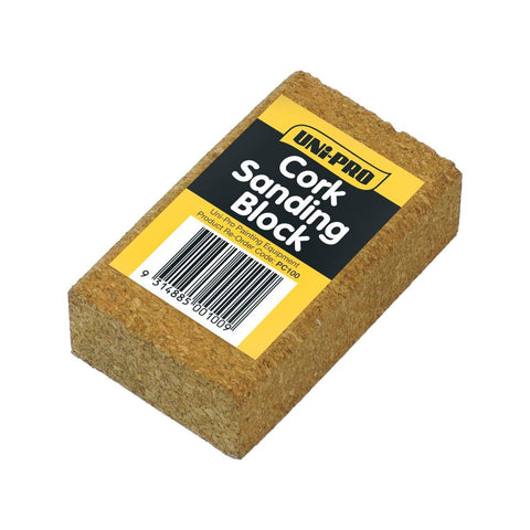 Uni Pro Cork Sanding Block - 60mm x 30mm x 100mm - Cork - Wet or Dry Use - SuperSaverAU - view 1