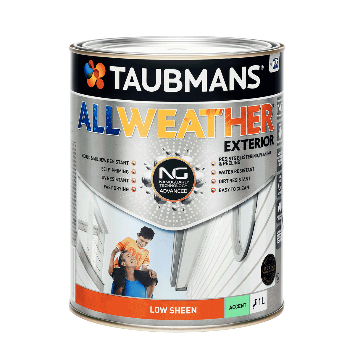 Taubmans 1L Accent Low Sheen All Weather Exterior Paint - Mould Resistant - UV Protection - SuperSaverAU - view 1