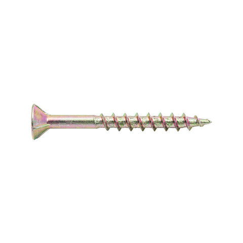 Zenith 8G x 40mm Gold Countersunk Rib Head Chipboard Screws - 100 Pack