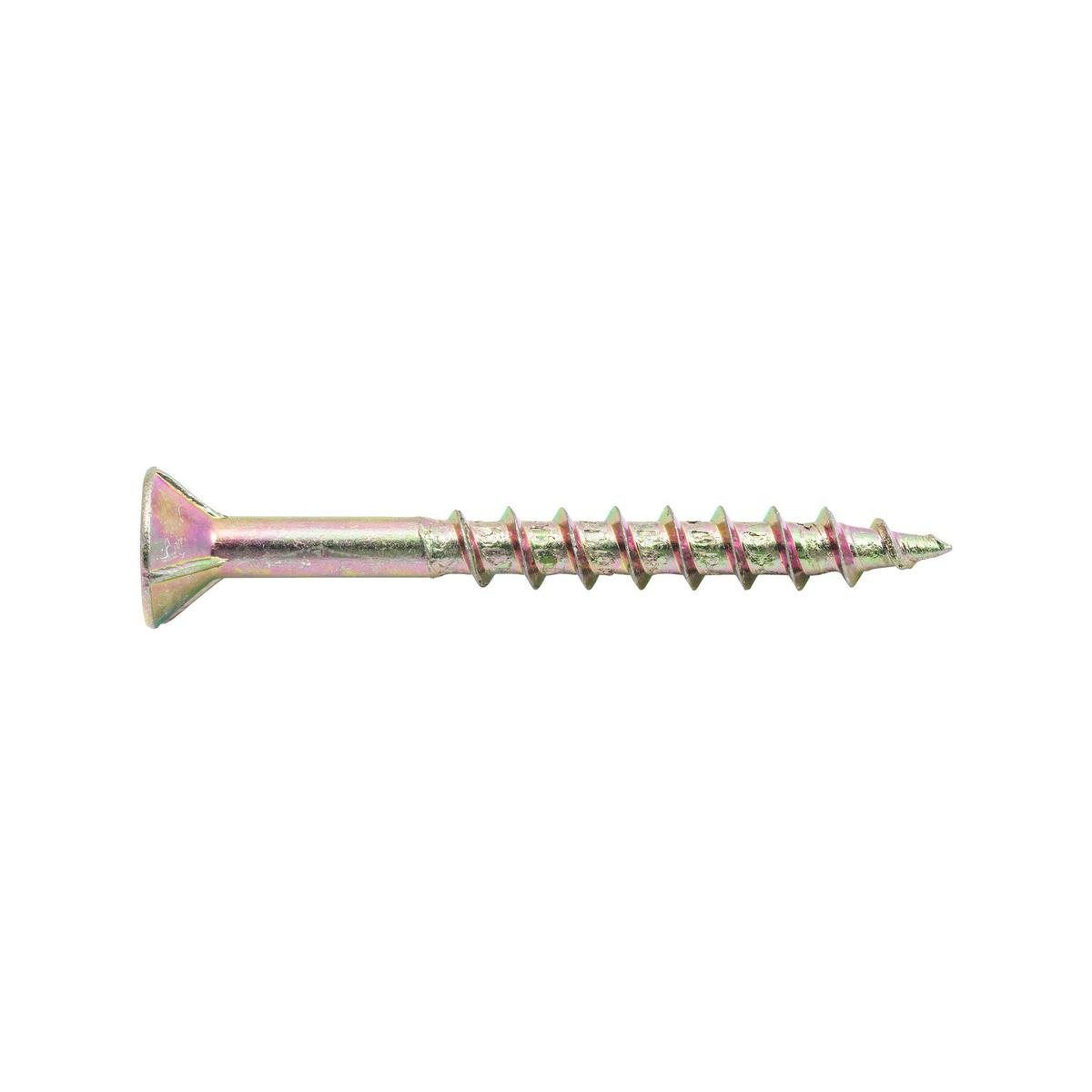 Zenith 8G x 40mm Gold Countersunk Rib Head Chipboard Screws - 100 Pack