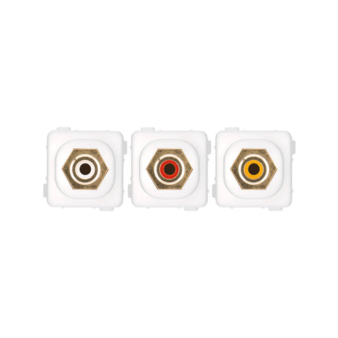 DETA RCA Wallplate Inserts, 3 Pack, White Plastic & Metal, Indoor