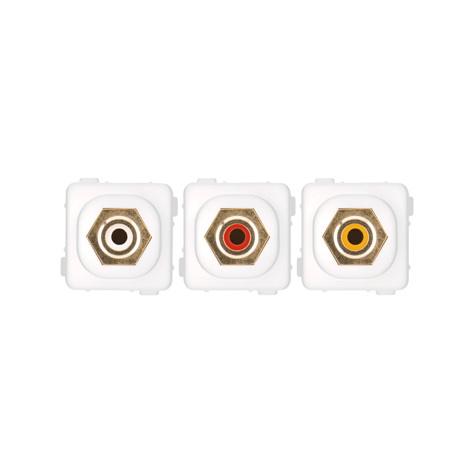 DETA RCA Wallplate Inserts, 3 Pack, White Plastic & Metal, Indoor