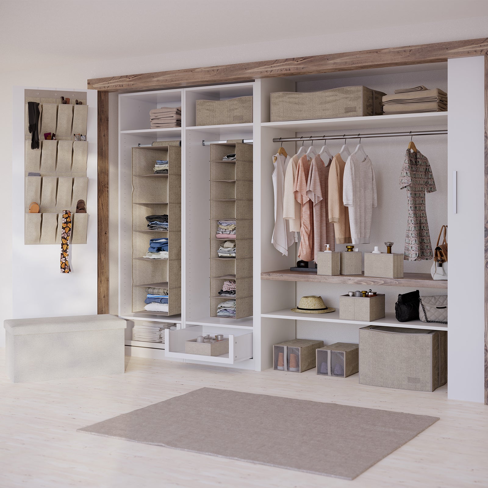 Flexi Storage Wardrobe 500 x 350 x 350mm Ash Non Woven Fabric Tall Storage Case