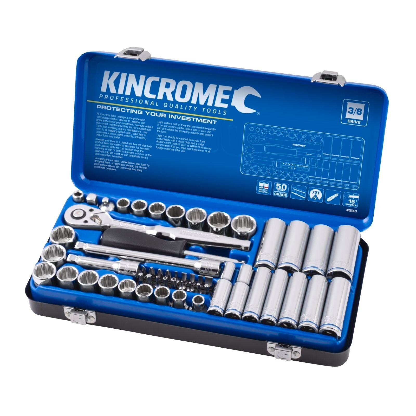 Kincrome 54 Piece 3/8" Drive Metric And Imperial Socket Set