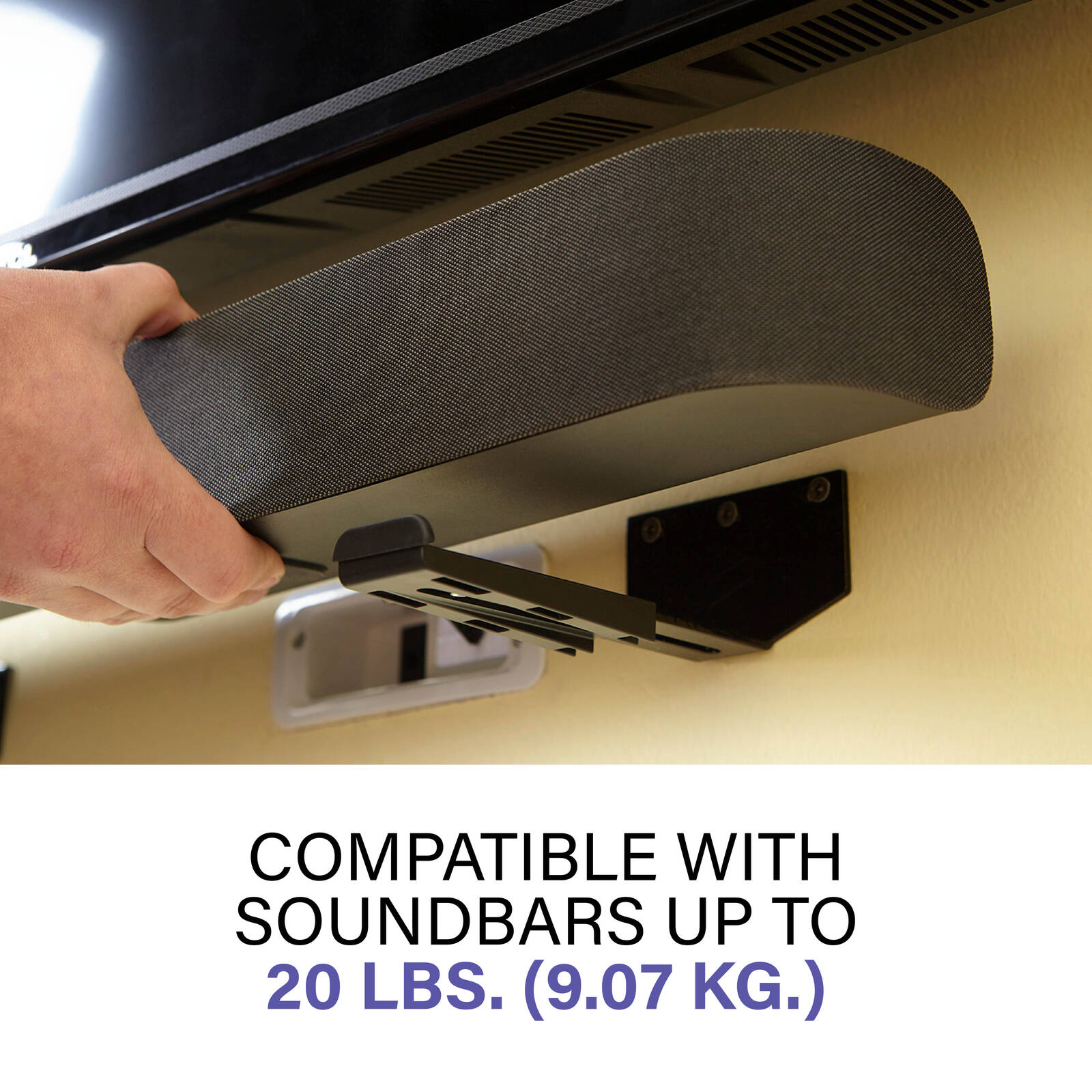 Sanus Soundbar Wall Mount, Holds Soundbars Up to 9.07kg, Horizontal, Hardware Included