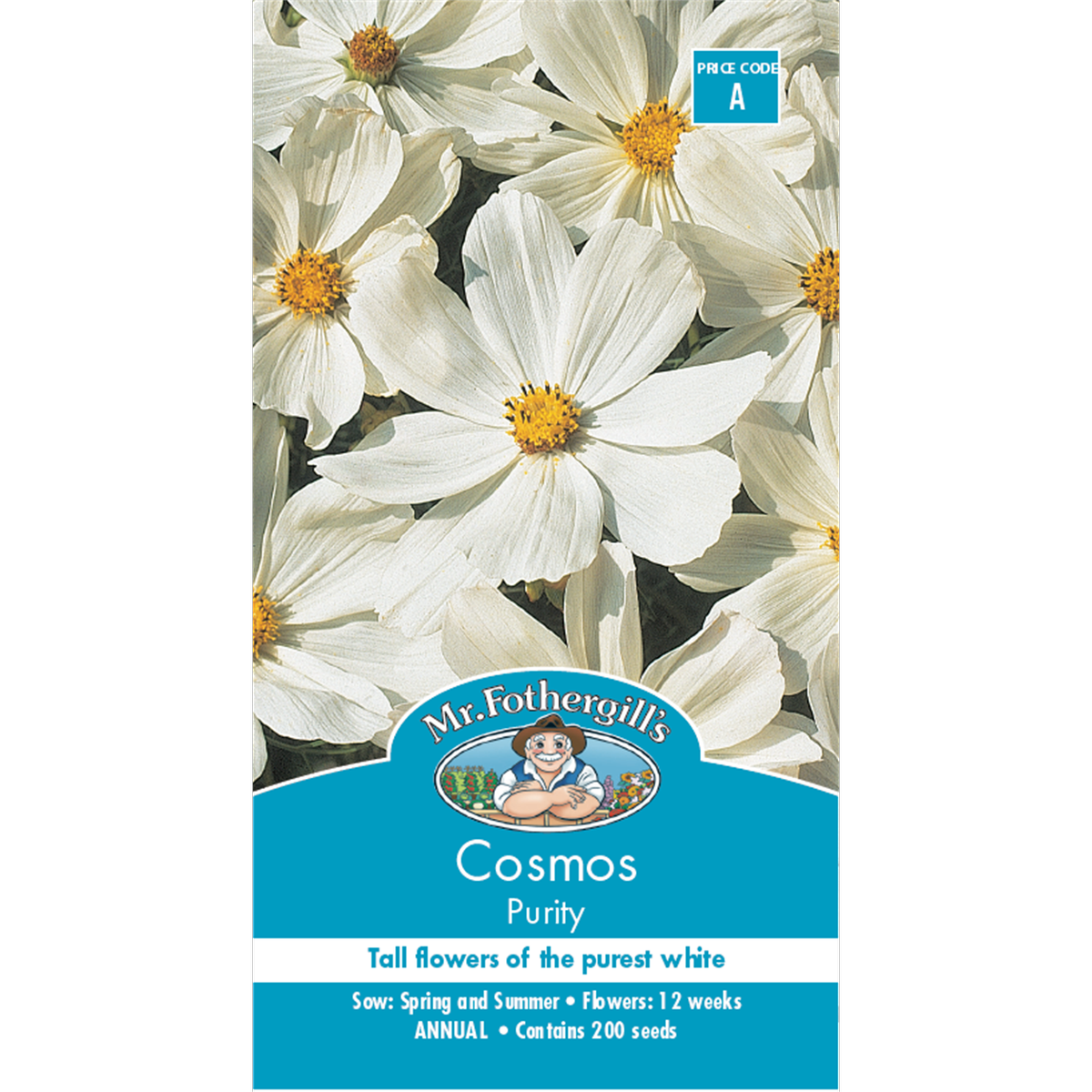 Mr Fothergill S Cosmos Purity Flower Seeds - 90cm - Easy Grow - White - SuperSaverAU - view 1