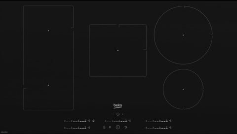 Beko 90cm Induction Cooktop - Black Ceramic Glass, 5 Zones, IndyFlex Zone, Touch Controls - BCT901IGN