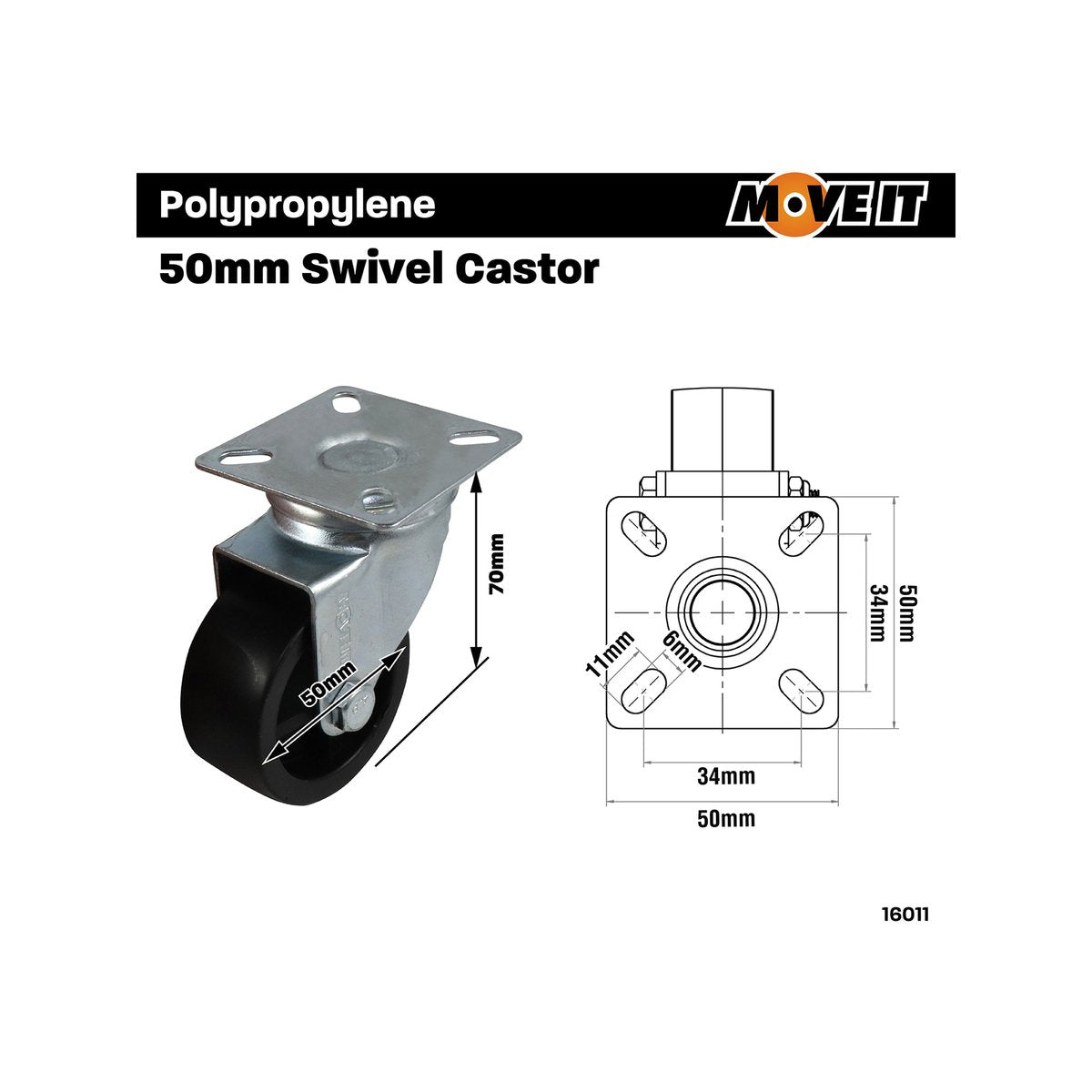 Move It Swivel Castor - 50mm - Steel - For Carpet Use - SuperSaverAU - view 4
