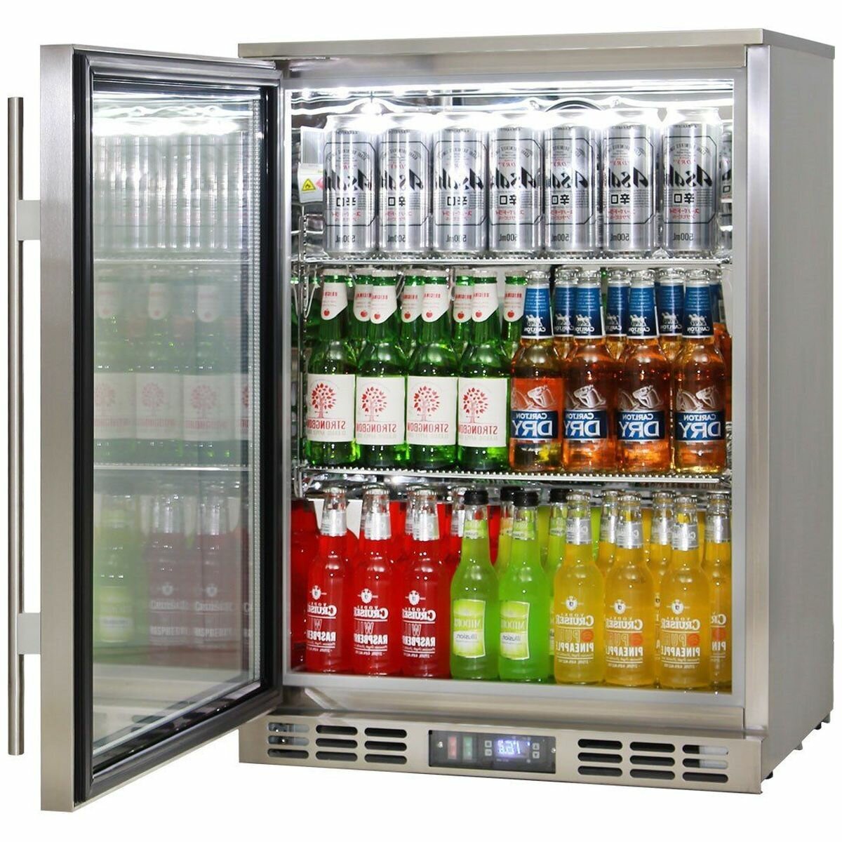 Rhino 129L Stainless Steel Bar Fridge - Heated Glass Door, Electronic Control, LED Lighting, 7 Star - SG1L-HDQ