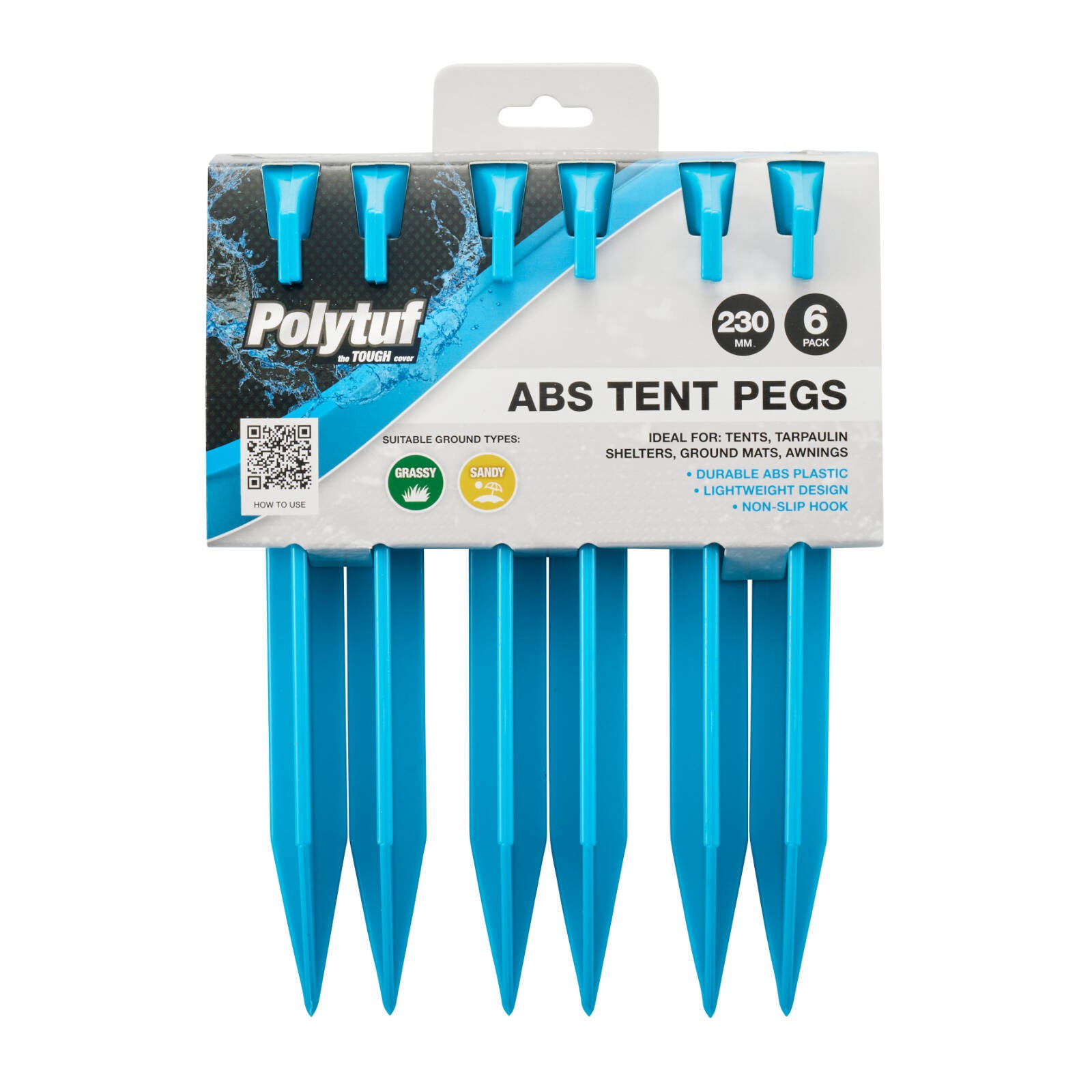 Polytuf 230mm ABS Tent Peg - 6 Pack