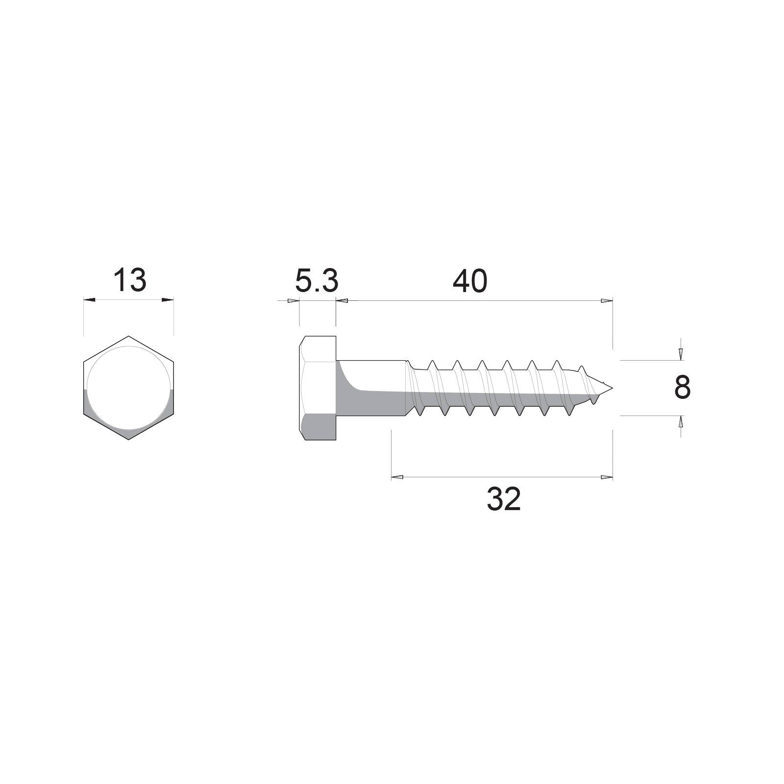 Zenith M8 x 40mm Hot Dip Galvanised Hex Head Coach Screws - 25 Pack