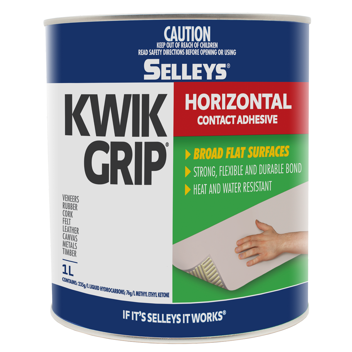 Selleys Kwik Grip 1L Contact Adhesive Solvent-Based Heat Resistant - SuperSaverAU - view 1