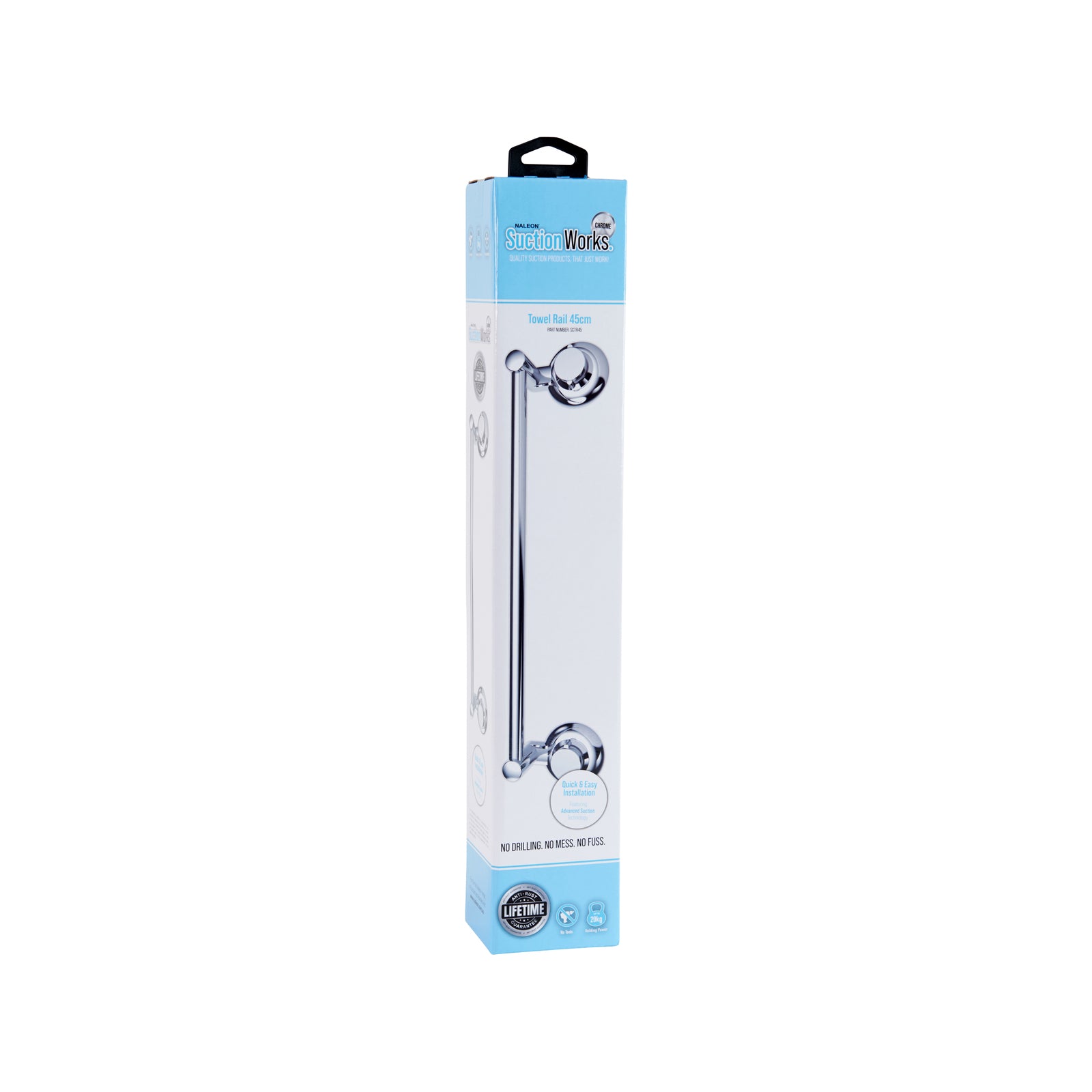 Naleon 45cm Chrome Stainless Steel Suction Works Towel Rail