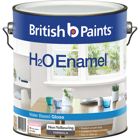 British Paints 4L Extra Bright Gloss H2O Enamel Paint Indoor Outdoor