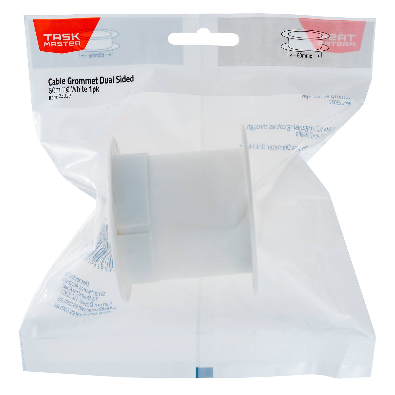 Taskmaster 60mm White Plastic Dual Sided Cable Grommet