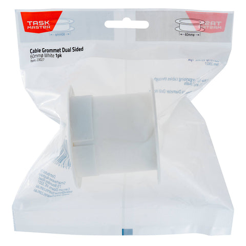 Taskmaster 60mm White Plastic Dual Sided Cable Grommet