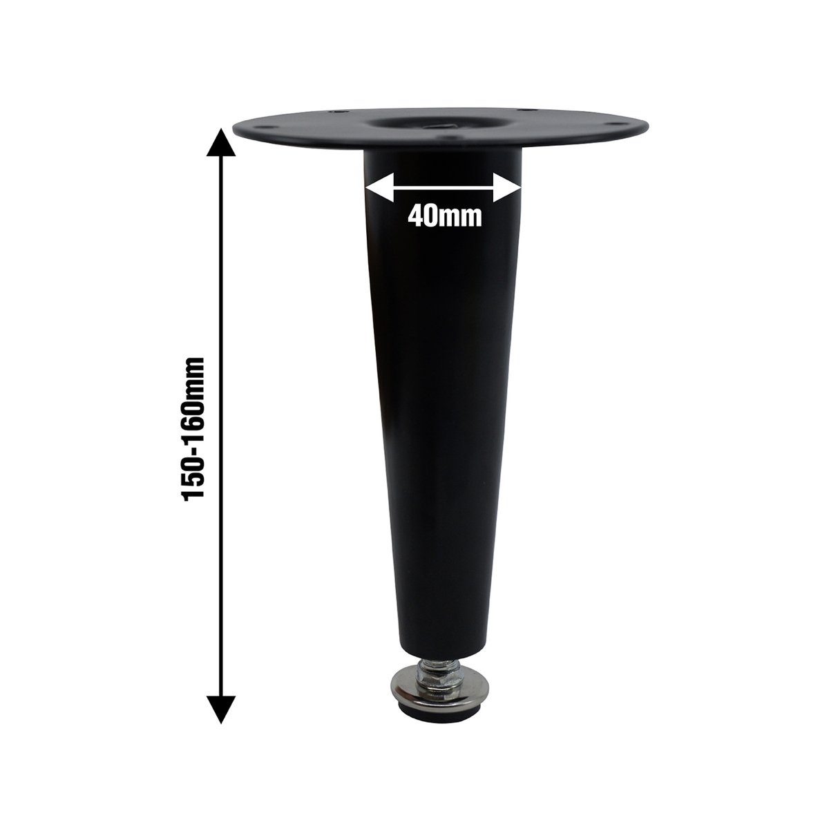 Adoored 150mm Black Tapered Metal Furniture Leg