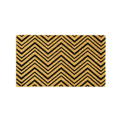 Zig Zag Coir Outdoor Doormat 40 x 70cm with Non-Slip PVC Backing Dirt Trapper