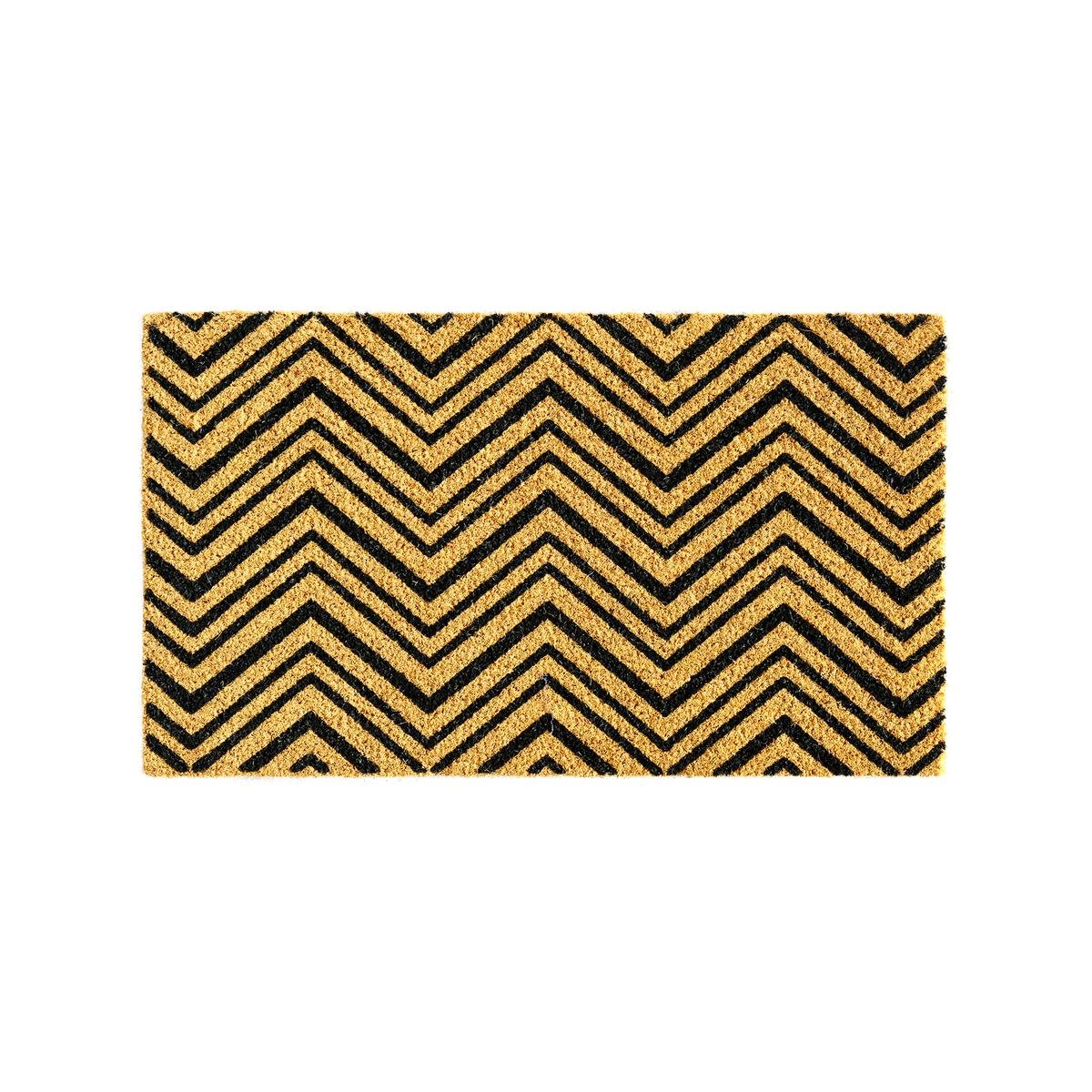 Zig Zag Coir Outdoor Doormat 40 x 70cm with Non-Slip PVC Backing Dirt Trapper