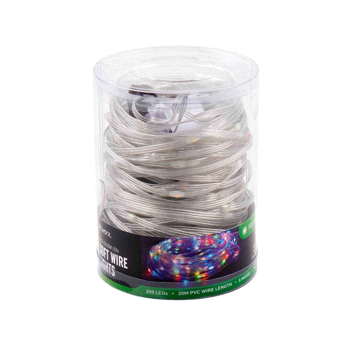 Lytworx 20m Multicolour Solar Soft Wire String Light 70727 - 200 LED, 8 Modes, Outdoor