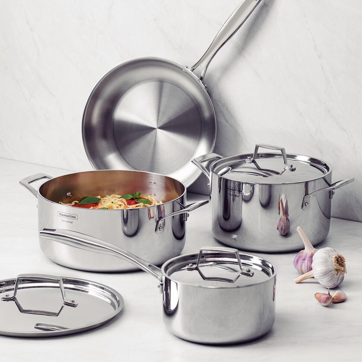 Tramontina Grano 4 Piece Tri-Ply Stainless Steel Cookware Set - TechnoHeat, Induction Compatible - 65140000