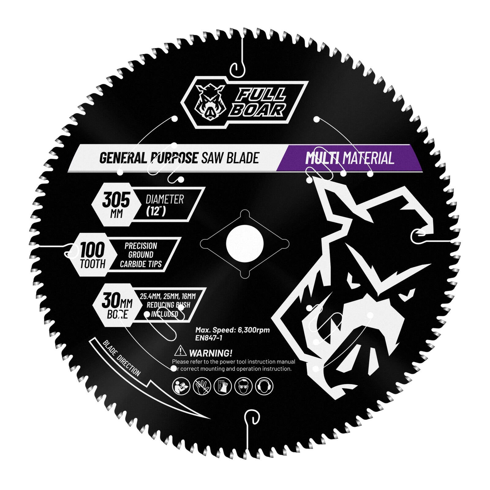 Full Boar 305mm 100T Multi-Material Circular Saw Blade 30mm Bore