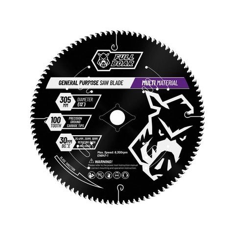 Full Boar 305mm 100t Multi Material Circular Saw Blade - Precision Cutting - Anti-Friction Coating - SuperSaverAU - view 1