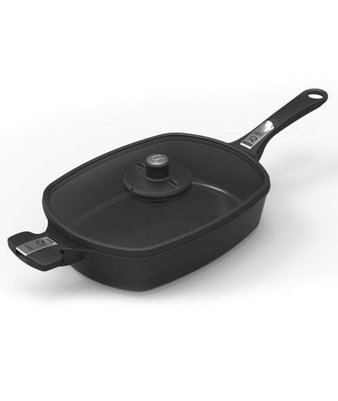 Weber Q Ware Large Casserole Dish - Non-Stick, Removable Handles, Tempered Glass Lid - 17634