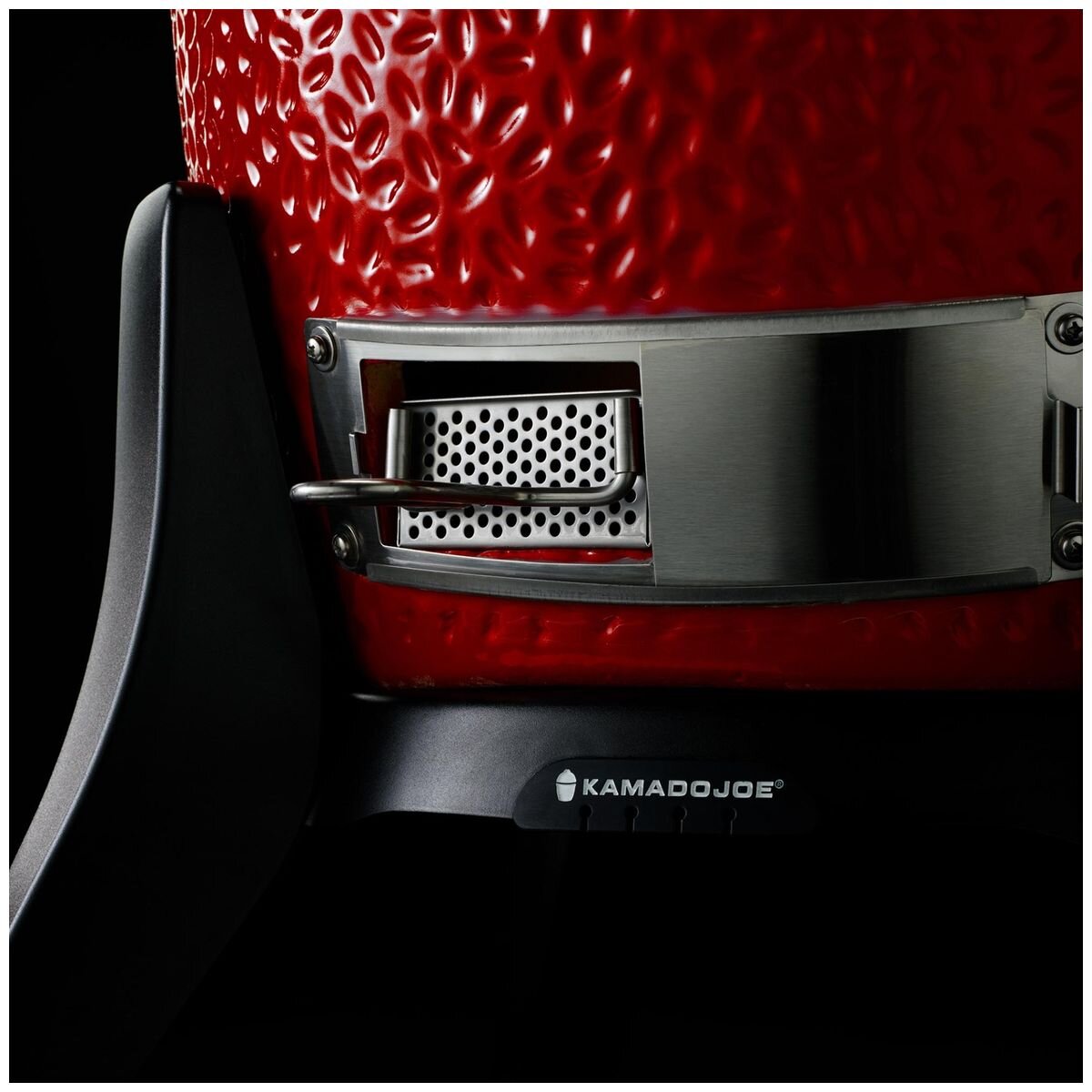 Kamado Joe Classic II Stand-Alone Kamado Grill - Red, Built-In Ready, Air Lift Hinge - KJ23NRHC