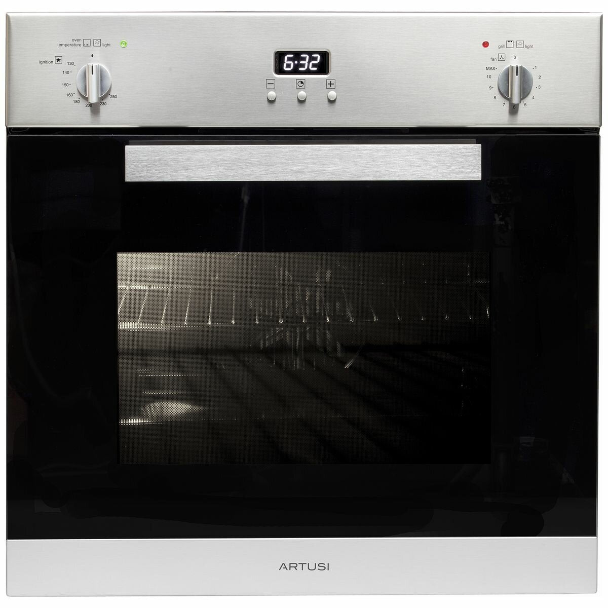 Artusi 60cm Natural Gas Built-In Oven - 65L, Stainless Steel Finish, Triple Glazed Door - AO650GG