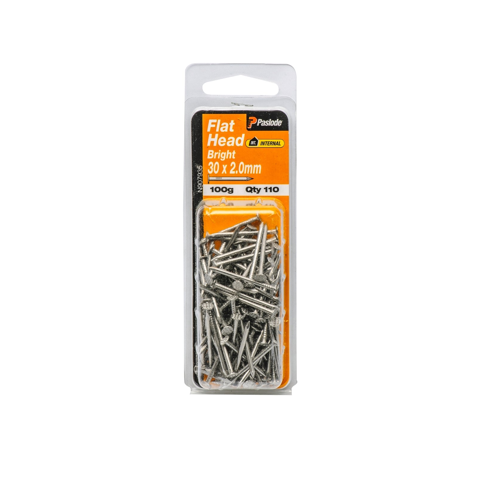 Paslode 30 x 2.0mm Bright Steel Flat Head Nails 100g - 110 Pack