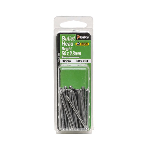 Paslode Bullet Head Nails - 2.8mm x 50mm - Bright Steel - 38 Pack - SuperSaverAU - view 1