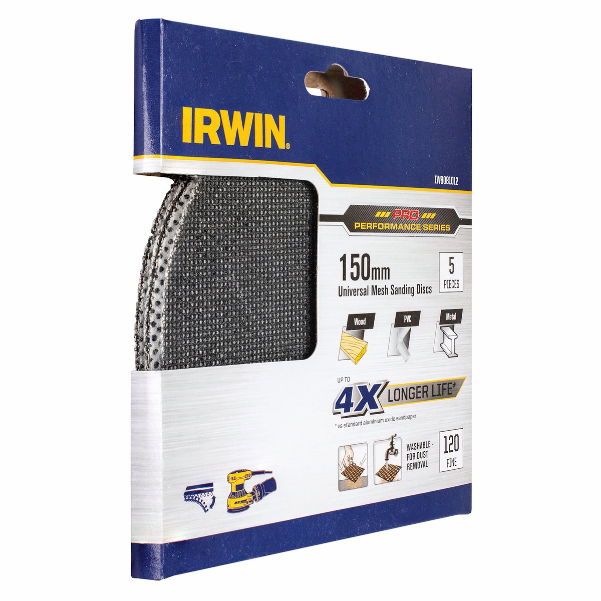 Irwin Orbital Sanding Disc - 150mm - Silicon Carbide - 120 Grit - 5 Pack - SuperSaverAU - view 2