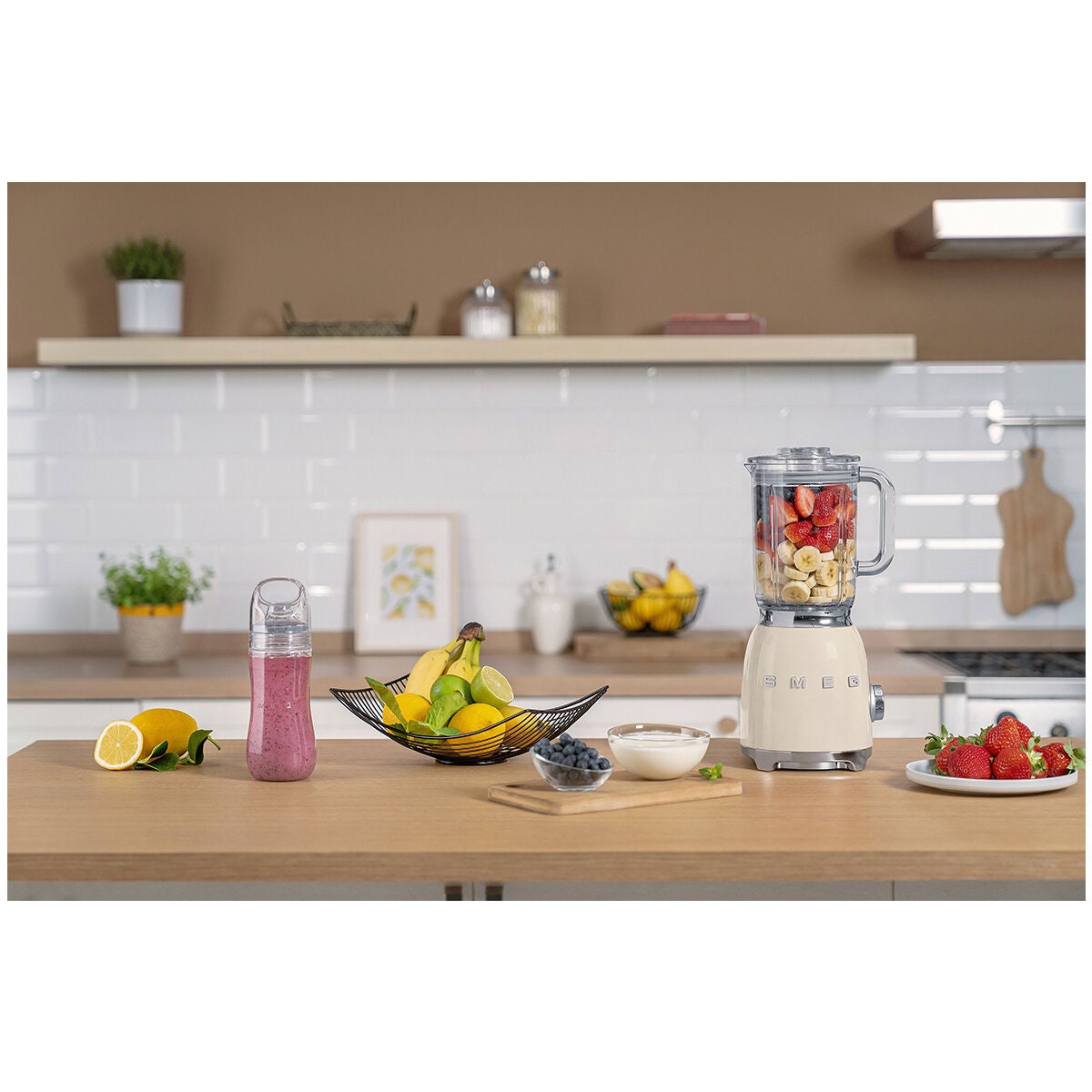 Smeg 50s Style Retro Bench Blender 1.5L - 800W Smooth Start Motor, 4 Preset Programs, Cream - BLF03CRAU