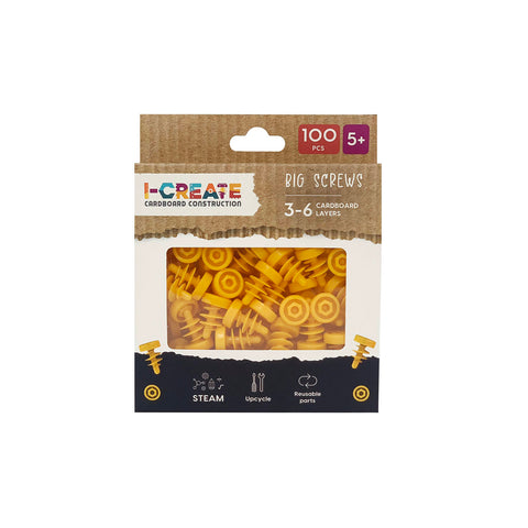 I-Create Yellow ABS Big Screws for 3-6 Cardboard Layers - 100 Piece